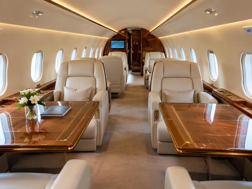 Intérieur d'un jet privé, cabine de luxe
