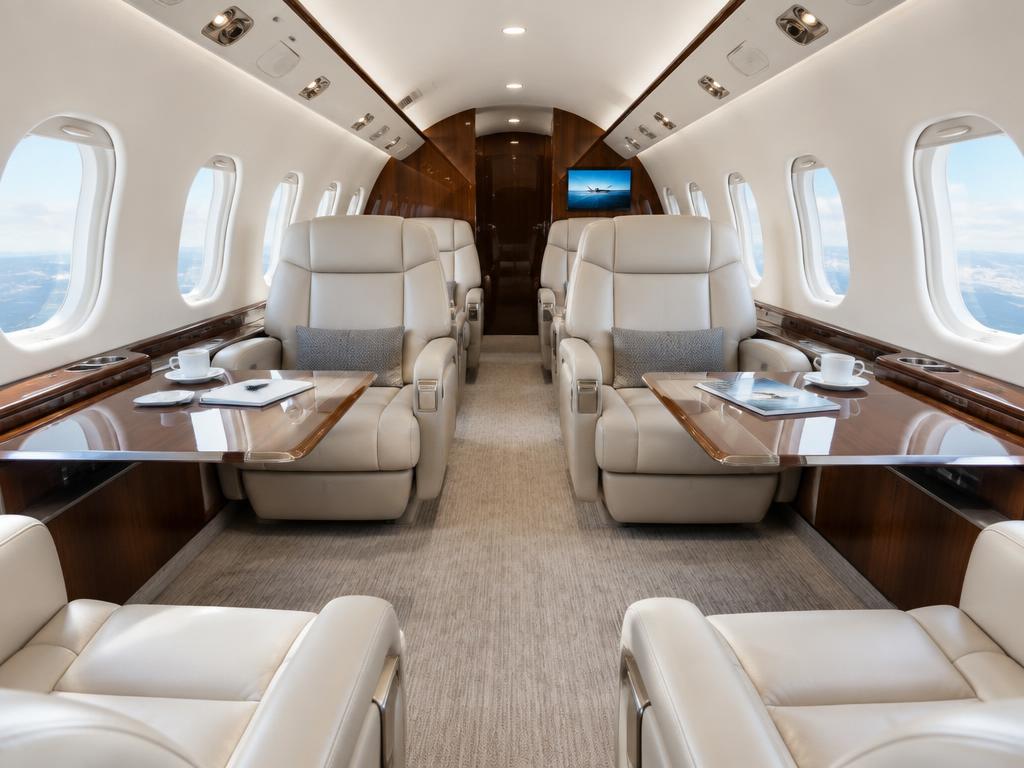 Intérieur d'un jet privé en location